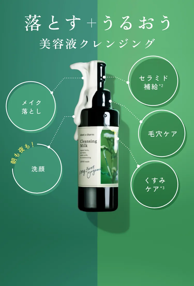 落とす + うるおう 美容液クレンジング : 1.メイク落とし 2.洗顔 3.セラミド補給 4.毛穴ケア 5.くすみケア