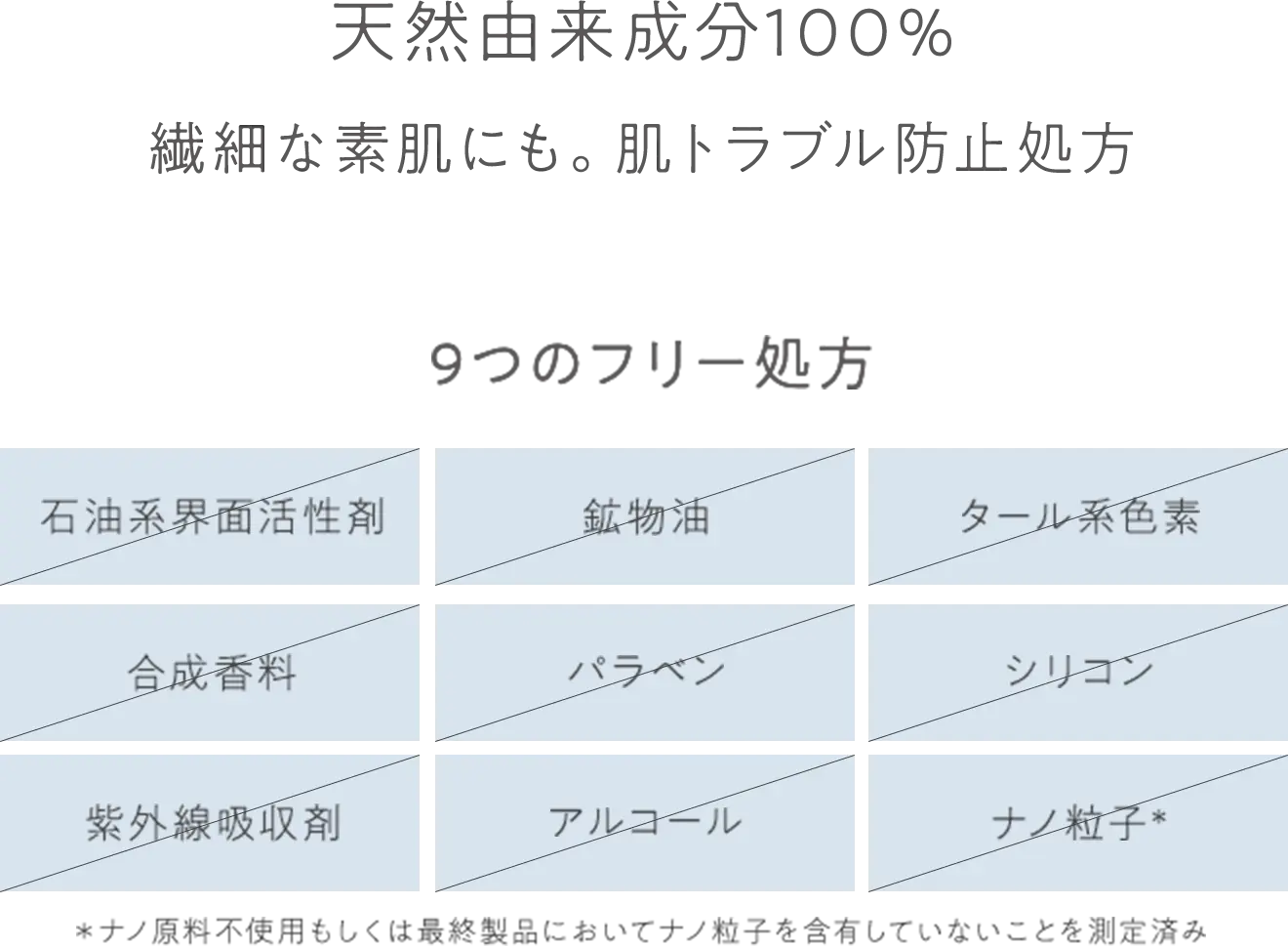 ９つの不使用成分